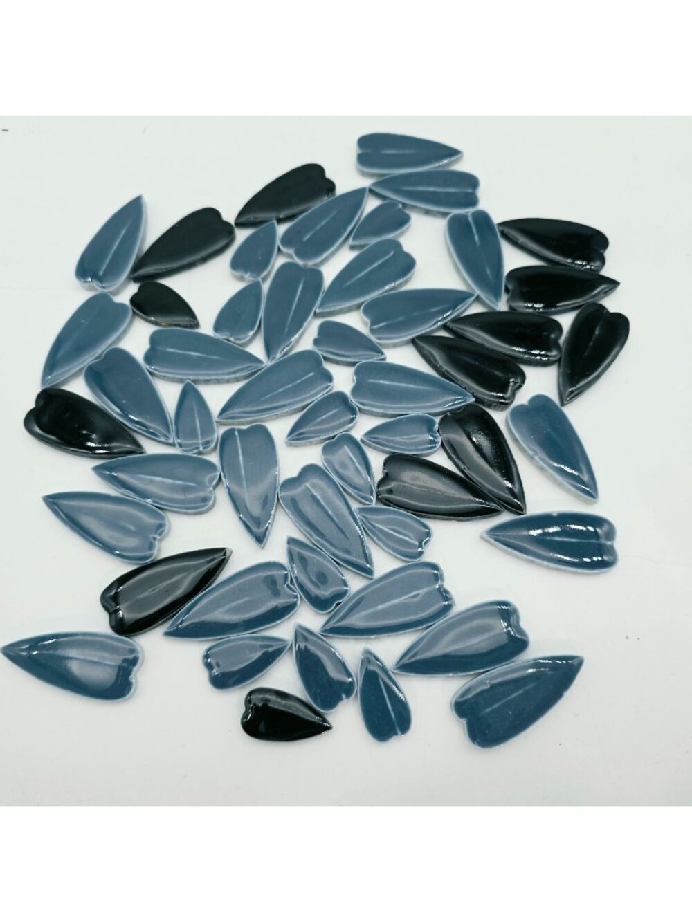 Blue Heart Shaped Ceramic Mosaic Tile Pieces For Art & Crafts Projects Lot of 50